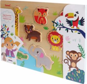 ΞΥΛΙΝΟ ΠΑΙΔΙΚΟ PUZZLE ΣΦΗΝΩΜΑΤΑ JUNGLE ANIMALS 8PCS ΓΙΑ 1+ ΕΤΩΝ IWOOD W11007